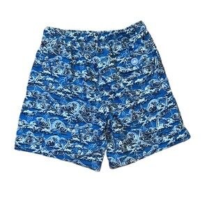 Peter Millar Dark & Stormy Shorts Blue Marlin Print Crown swim trunks